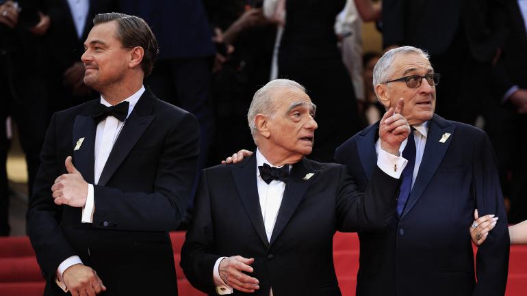Leonardo Dicaprio, Martin Scorsese et Robert De Niro sur le tapis rouge © Valéry Hache | AFP